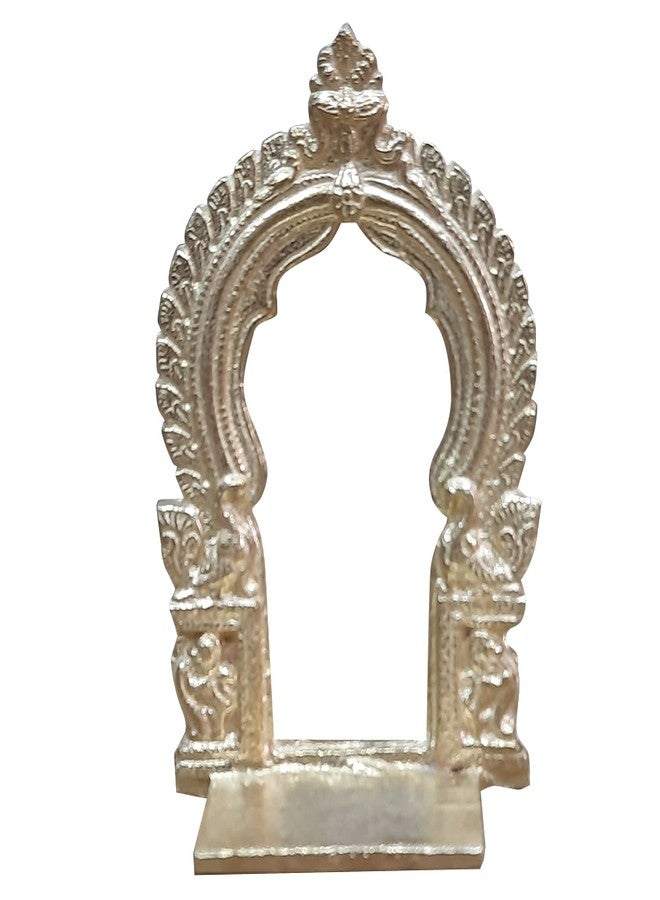 Coolboss Thiruvachi (4x2.5inch), Brass Metal Prabhavali Hindu Diety Arch Frame, Prabhawal, Prabhai with Stand, peedam, Peeta, for Pooja Abisheka Purpose, Decoration, Varamahalakshmi for God - Image 1